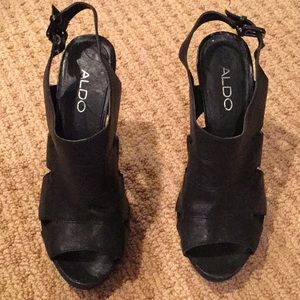 Aldo black open toe 5” heeled sandals
